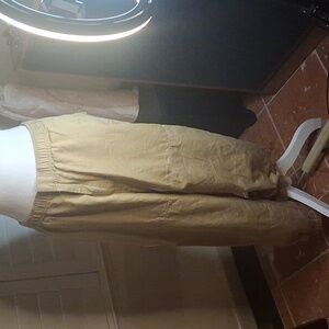 🤎👖UNIQLO Tan 100% Cotton Pants W/Elastic Waist & Ankles 4 Pockets  Sz M